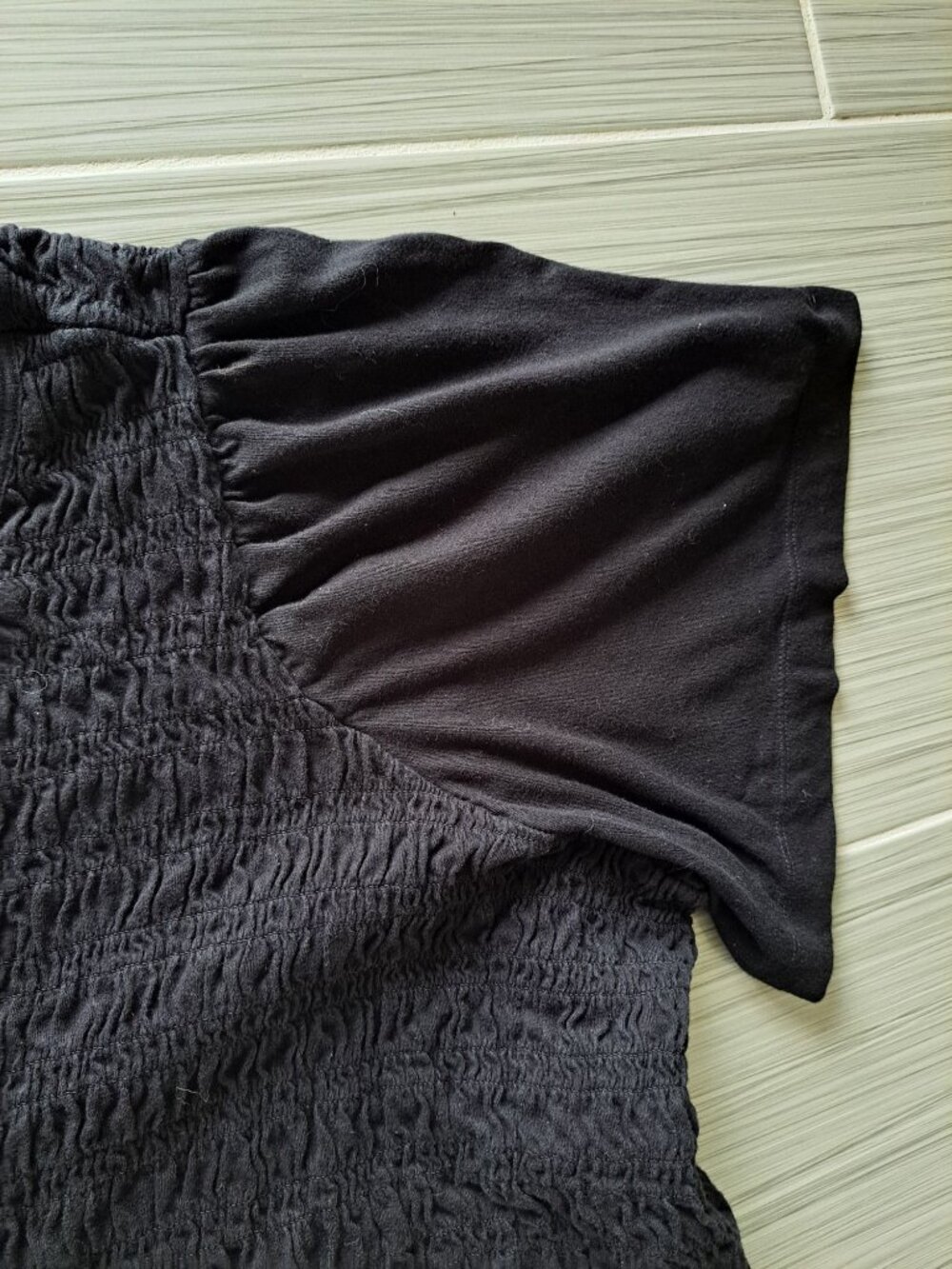 Old Navy 3XL Women's Plus Size Black Smocked Top With Short Ruched Sleeves - Picture 3 of 7